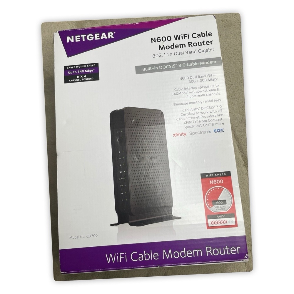 NETGEAR N600 C3700 WiFi Cable Modem‎ Router - Built-In DOCSIS 3.0 Cable Modem